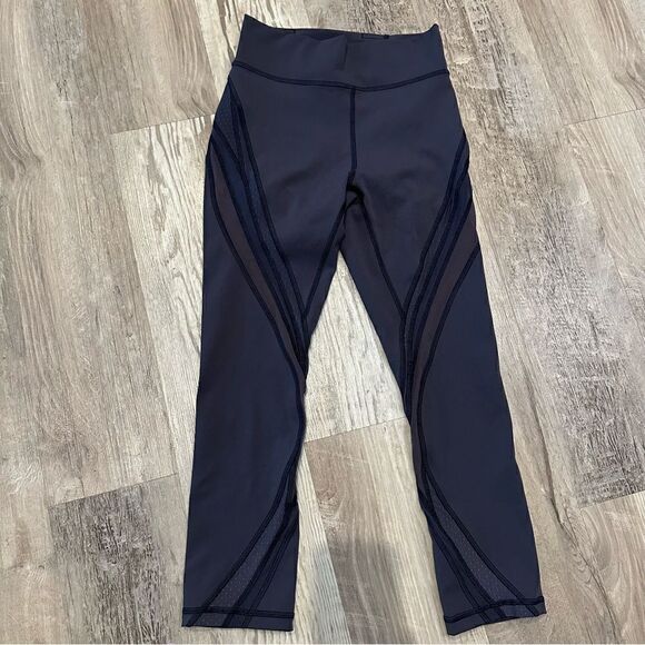 LULULEMON‎ Never Still Crop Leggings Womens Size 4 Run Blue Pockets Mesh - Picture 4 of 11